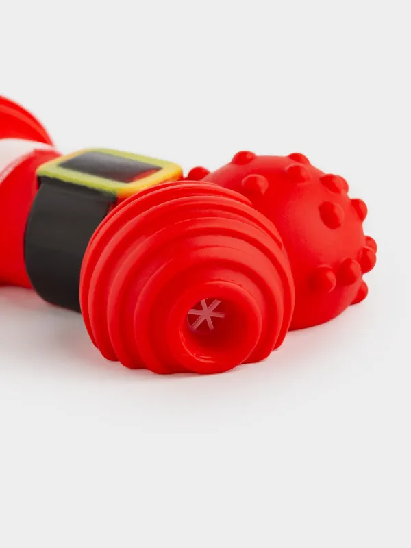 Dog toy set, 10 cm, 2 pcs, with squeaker, Rubber, Red / Green, Bone and Christmas Tree, Christmas pet, image-2