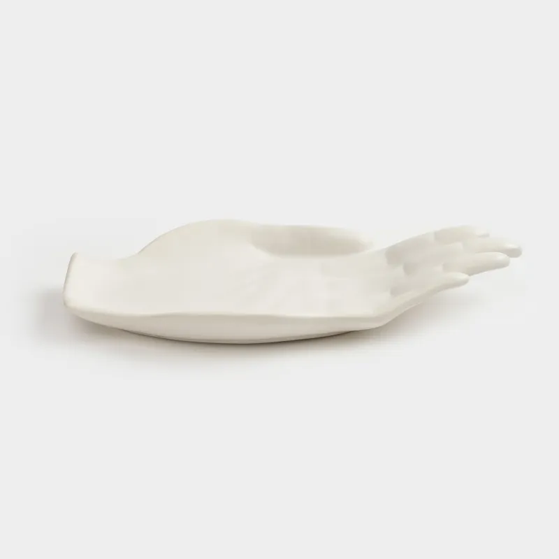 Decorative dish, 24x11 cm, ceramic, white, Palm, Hand, image-4