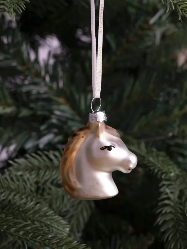 Christmas tree toy, 4 cm, glass, colorful, Horse head, Figure horse, image-4