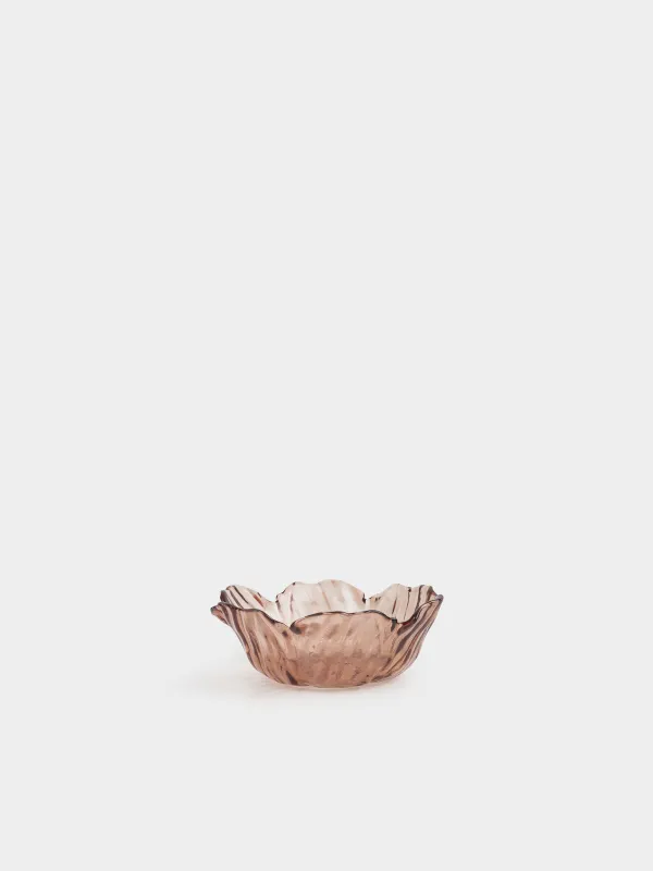 Salad bowl, 15x6 cm, 300 ml, glass, brown, Flower, Sahara, image-0