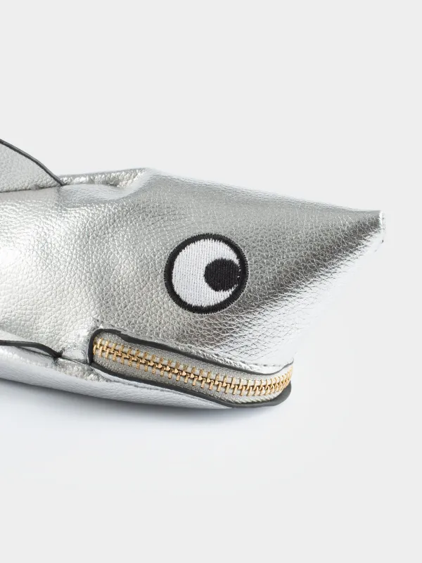Pencil case, 25x9 cm, polyurethane, silver, Shark, Aquatic animals, image-5
