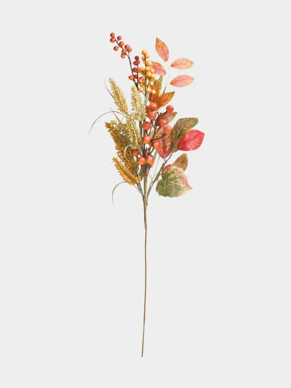 Decorative branch, 76 cm, foam/polyester, Mountain ash and amaranth, Forest symphony decor, image-0