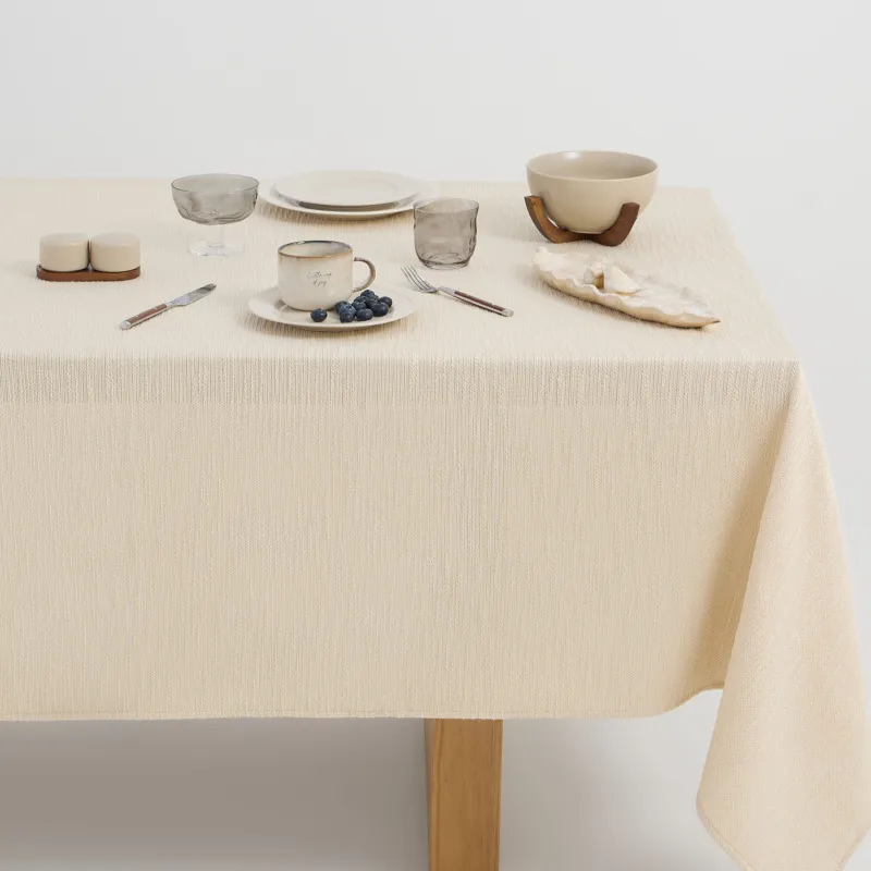 Tablecloth, 160x160 cm, cotton, beige, Matting, Gunny lurex