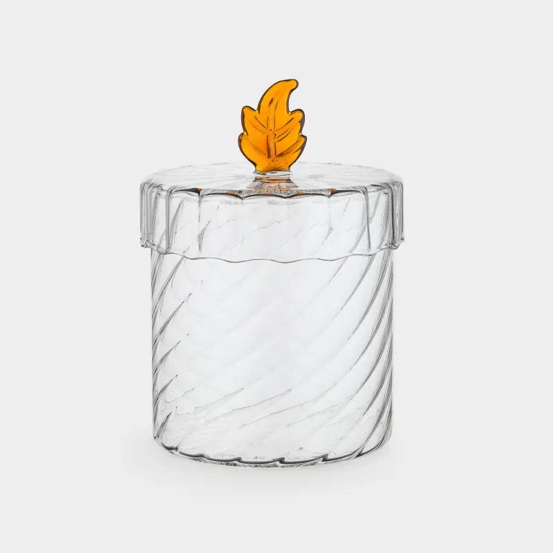 Storage container, 11x13 cm, 800 ml, glass B, Amber leaf, Naiad