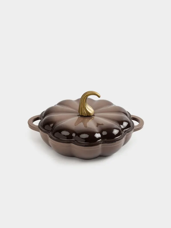 Saucepan, 26 cm, 2.3 l, with lid, cast iron, Brown, Pumpkin, Gourd, image-1