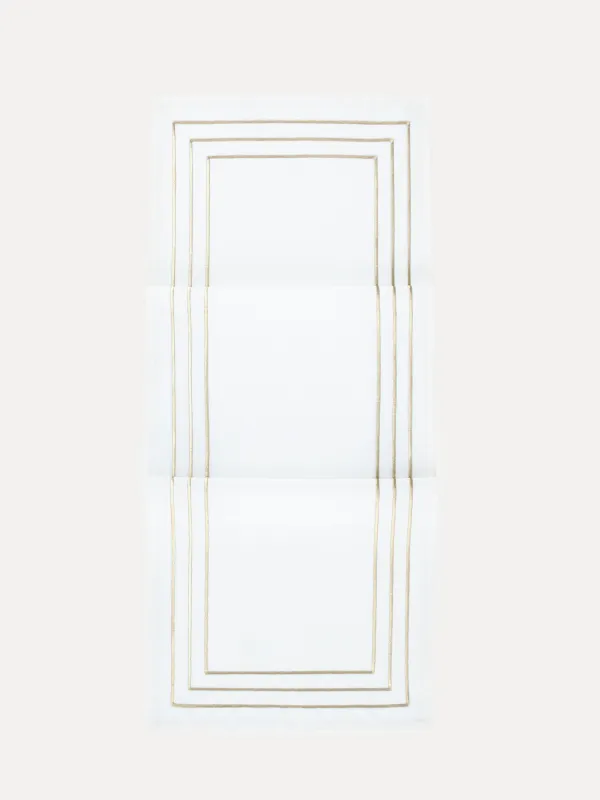 Table runner, 40x160 cm, polyester, white, Lines, Trim gold, image-0