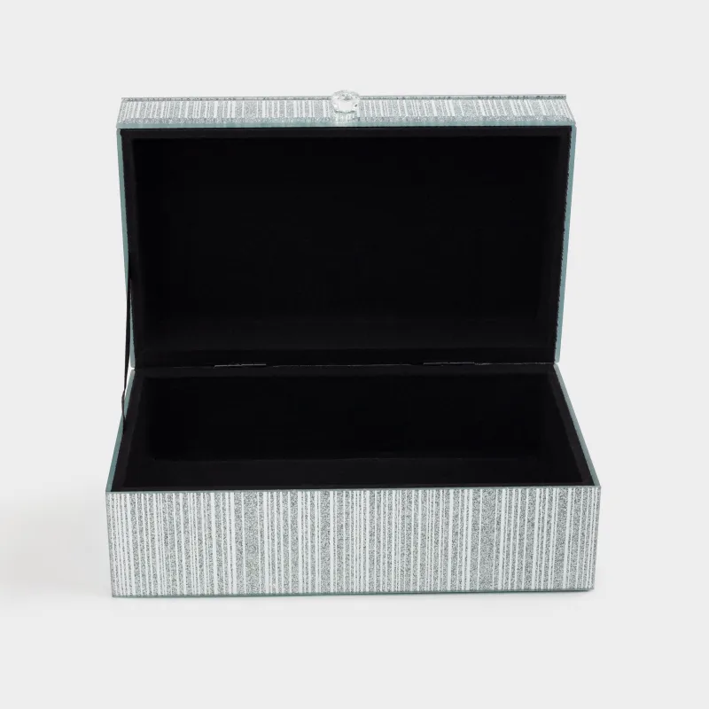 Jewelry box, 21x13 cm, glass, silver, Stripes, Actress, image-4