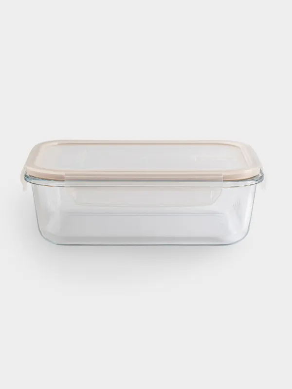 Container, 1.5 l, with clips, with valve, glass T, rectangular, Soft kitchen, image-1