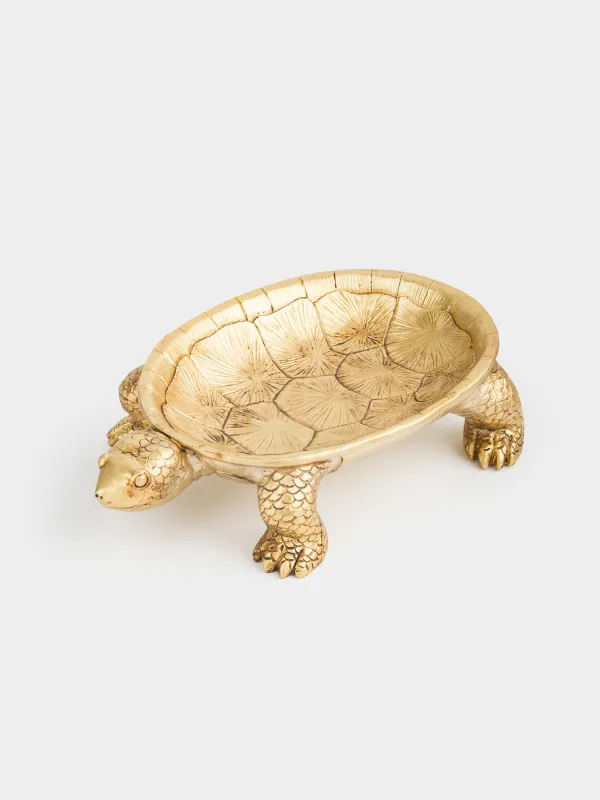 Decorative dish, 31x18 cm, polyresin, golden, Turtle, Coast, image-0