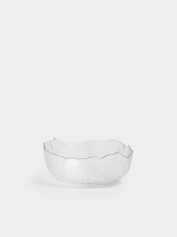 Salad bowl, 20x9 cm, 1,1 l, glass, with silver edging, Nautilus silver, image-0