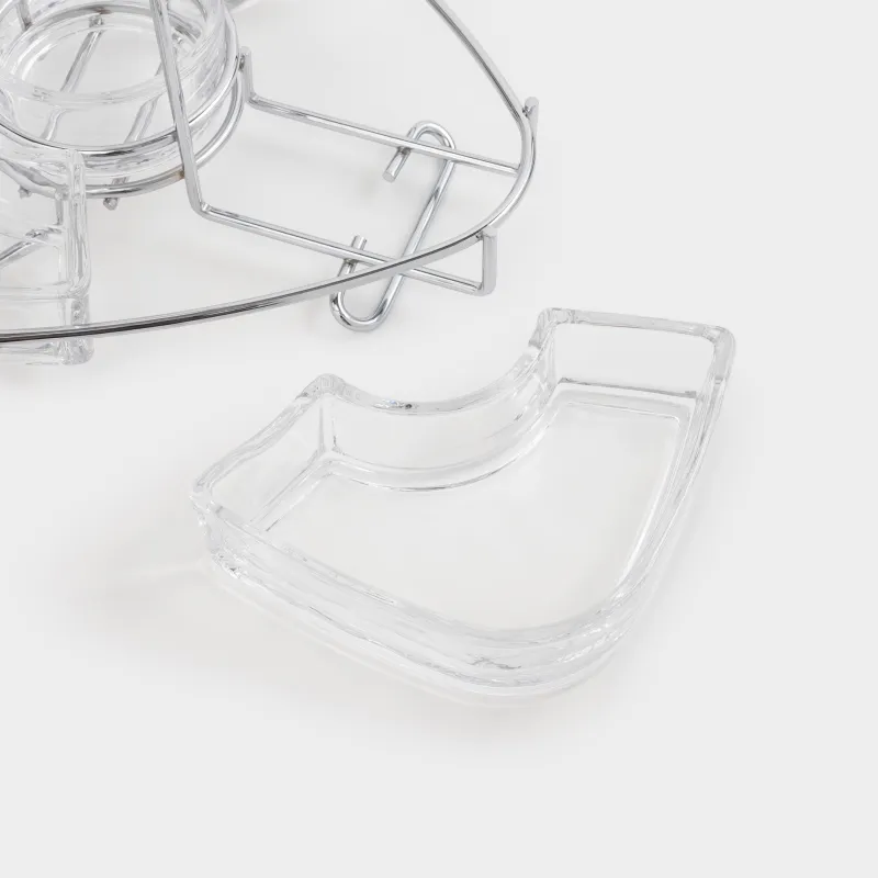 Snack set, 28x15 cm, 3 compartments, with handle, glass / steel, Lamerie, image-3