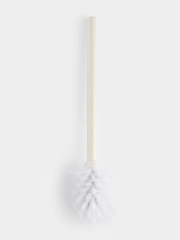 Toilet brush, 46 cm, with stand, plastic / polyresin, milky, White stripes, image-3