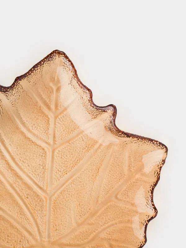 Dish, 25x24x4cm, glass, brown, Maple leaf, Leaves, image-2