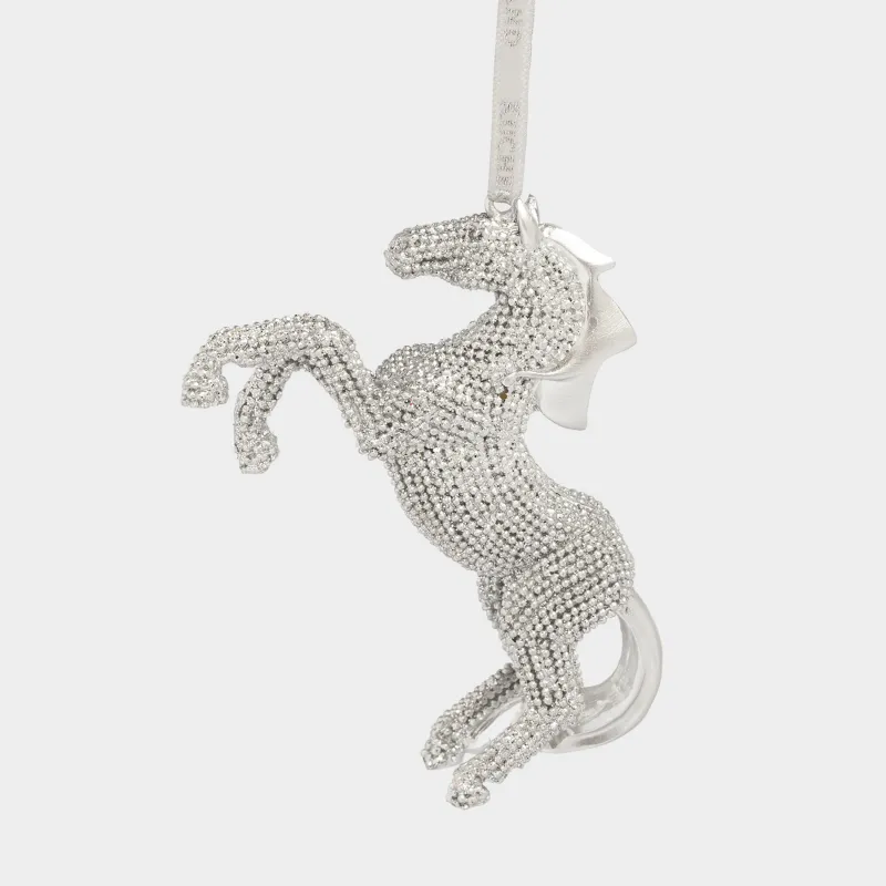 Christmas tree toy, 9 cm, polyresin, silver, Horse, Figure christmas