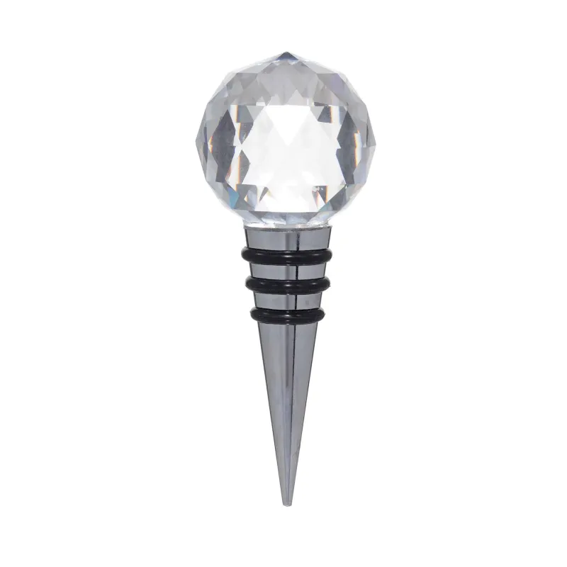 Wine Bottle Stopper, 11 cm, Steel / glass, Diamond, Diamond