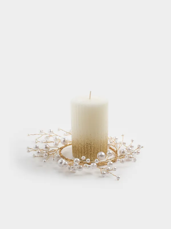 Napkin ring, 5 cm, plastic / metal, champagne, Pearls, Balls decor, image-4