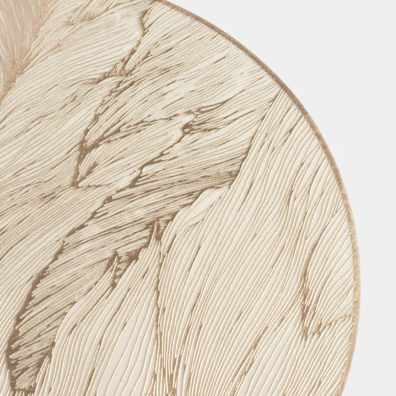 Placemat, 38 cm, PVC, round, golden, Sheet, Azhur, image-2