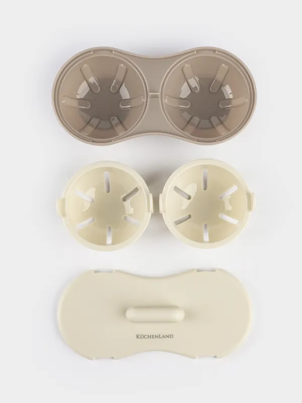 Microwave poached egg mold, 22x12 cm, 2 separate, plastic, beige, Soft kitchen, image-7