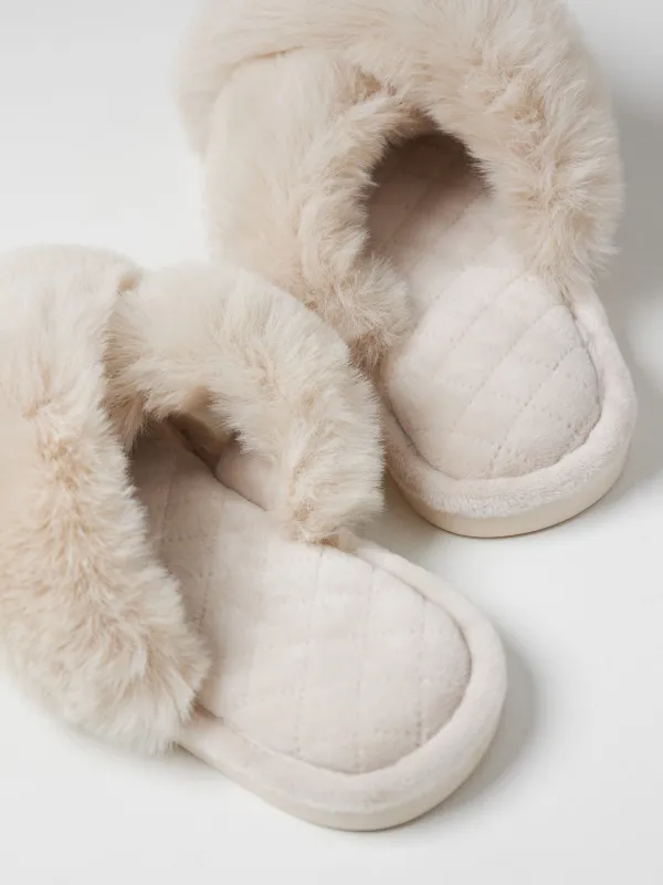 Slippers for women, home, size 36-37, polyester, beige, Tape, image-2