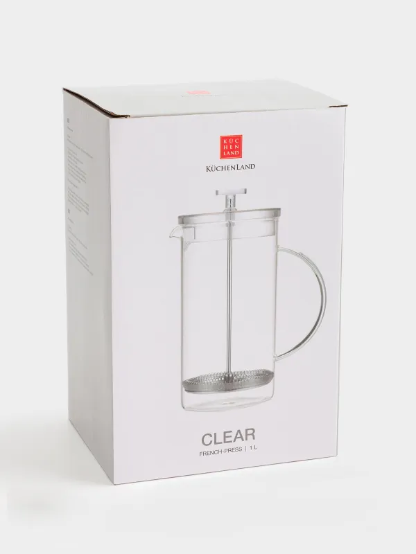French press, 1 l, glass B / steel, Clear, image-4