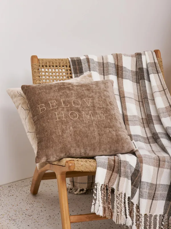 Decorative pillow, 45x45 cm, chenille / velvet, brown, Beloved home, Chenill, image-4