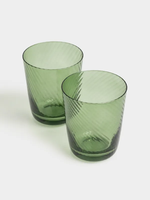 Glass, 11 cm, 420 ml, 2 pcs, glass, green, Molinella, image-1