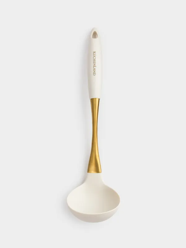 Ladle, 33 cm, silicone / steel, milky gold, Pintino