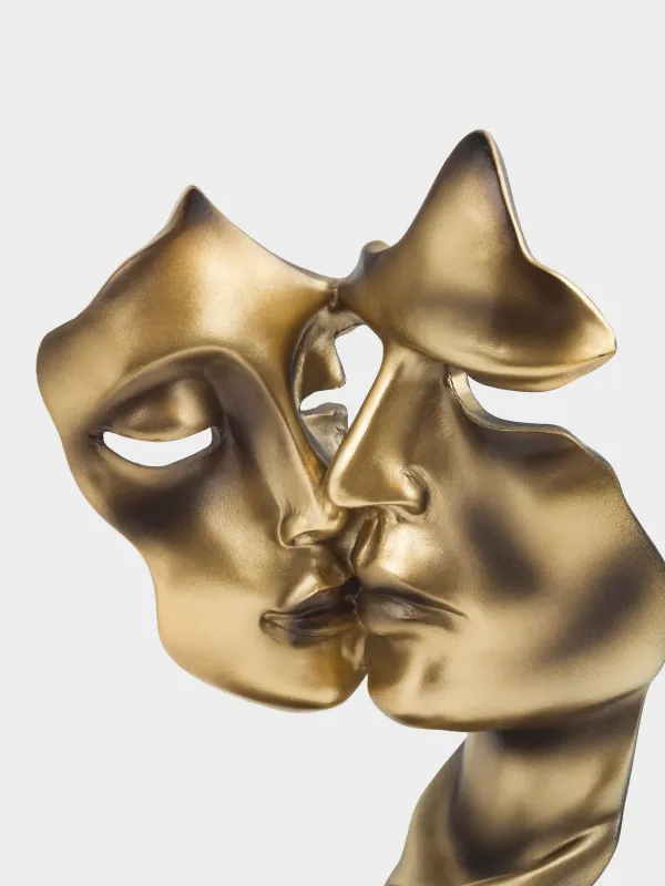 Statuette, 27 cm, polyresin, gold-black, Kiss, Baise, image-5