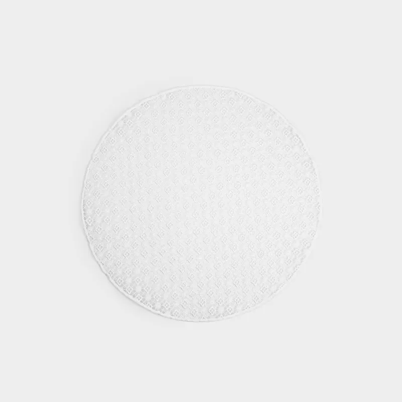 Placemat, 38 cm, polyester, round, white, Openwork pattern, Tracery