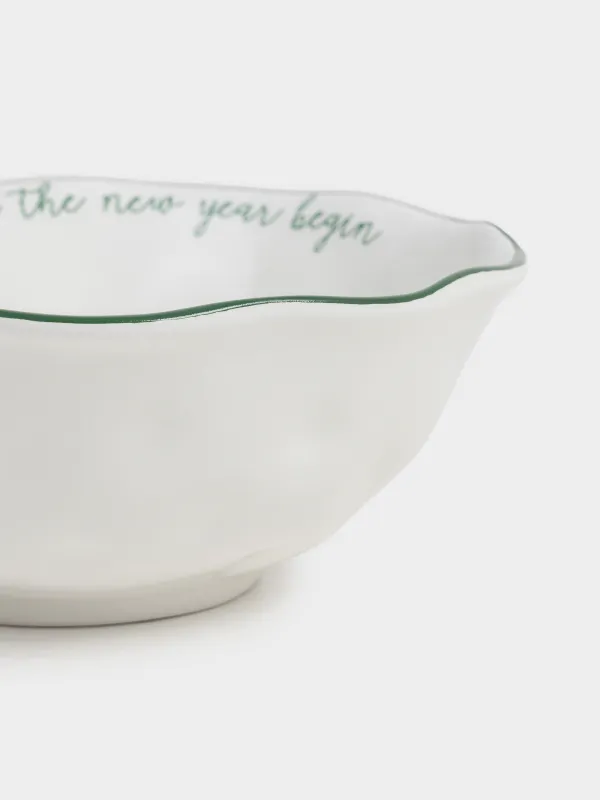 Salad bowl, 21x8 cm, 1 l, ceramic, Horse with Christmas tree, Christmas green, image-2