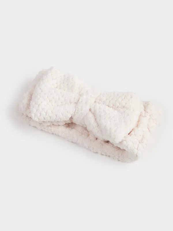 Headband, 16x9 cm, Fleece, Milk, Bow, Ratine, image-2