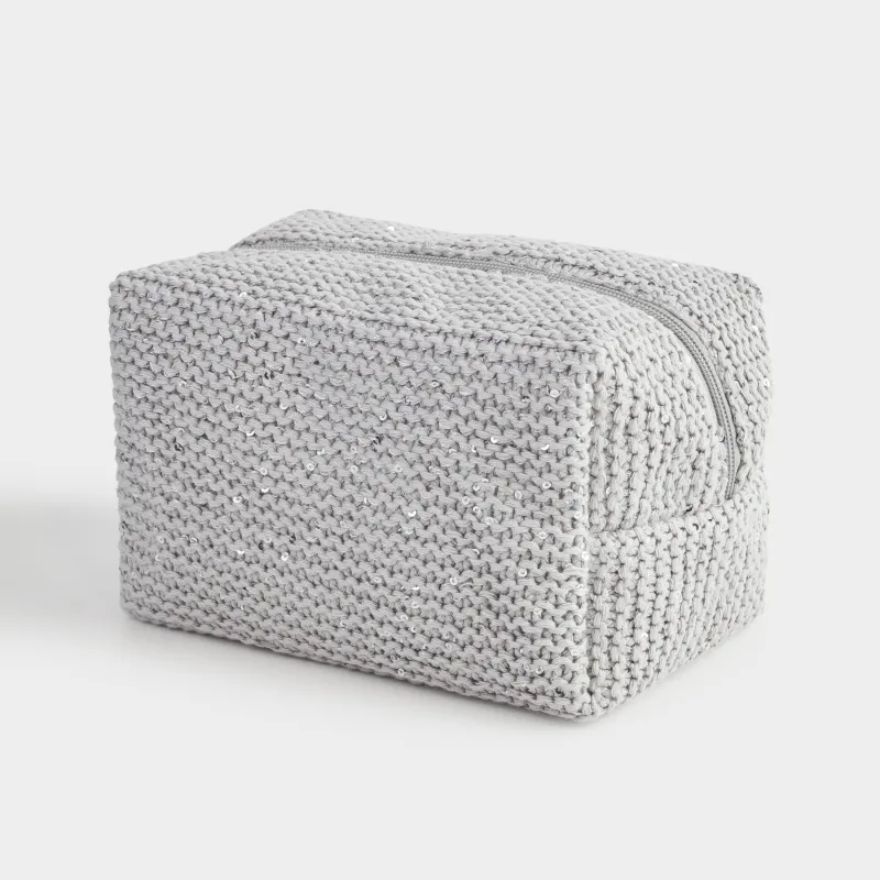 Cosmetic bag, 20x10 cm, cotton / plastic, silver-grey, Node, image-4