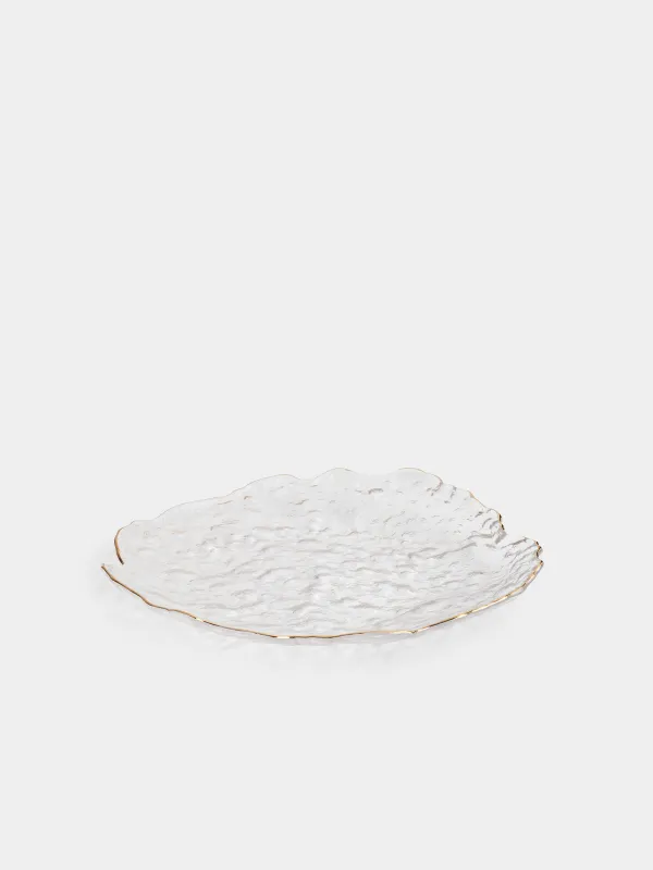 Dish, 30 cm, glass, with golden edging, Nautilus gold, image-1