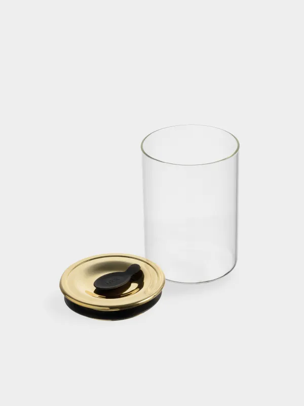 Bulk products jar, 750 ml, glass B / plastic, Golden lid, Classic gold, image-2