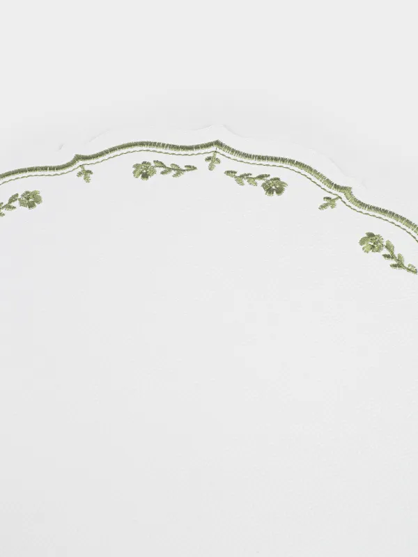 Placemat, 38 cm, PVC / polyester, shaped, milky, Vintage flowers, Rock embroidery, image-3