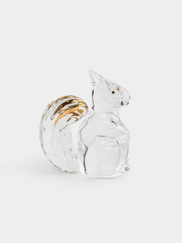 Statuette, 5 cm, glass, golden, Squirrel, Vitreous, image-2