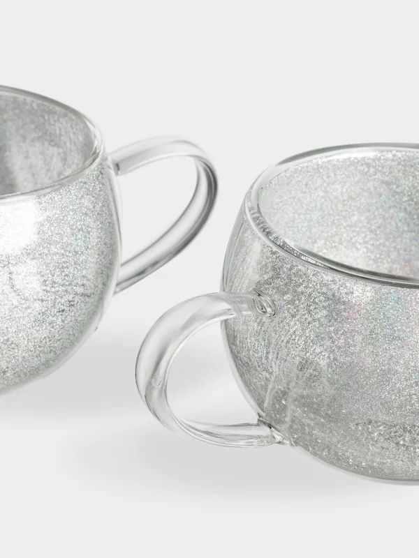 Mug, 270 ml, 2 pcs, glass B, with glitter and crystals, Air decor, image-3