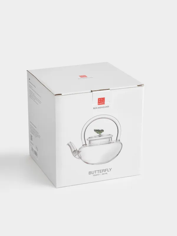 Teapot, 600 ml, glass B/steel, Butterfly, Butterfly, image-5