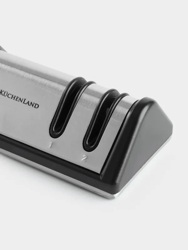 Knife Sharpener, 10 cm, 2-Stage sharpening, black, rhombus shaped, Accessories, image-2