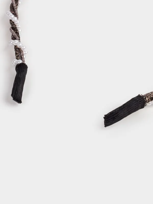 Hair band, 15x13 cm, glass / metal, Black, Hairstyle, image-2