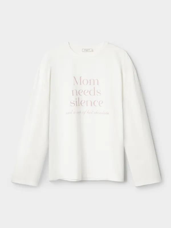 Women's long sleeve, homewear, size S, cotton / polyester / elastane, milky, Lettering, Ankina, image-5