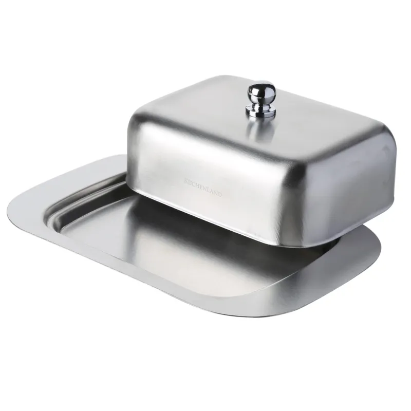 Butter dish, 18 cm, steel, rectangular, Classic, image-1