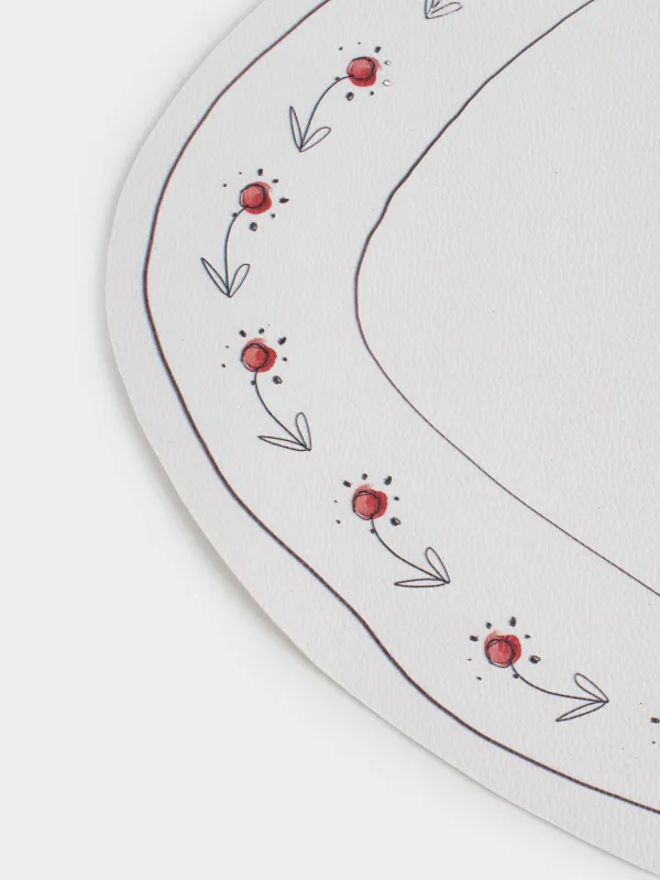 Placemat, 32x44 cm, PVC, shaped, white, Yellow flowers, Rock print, image-4