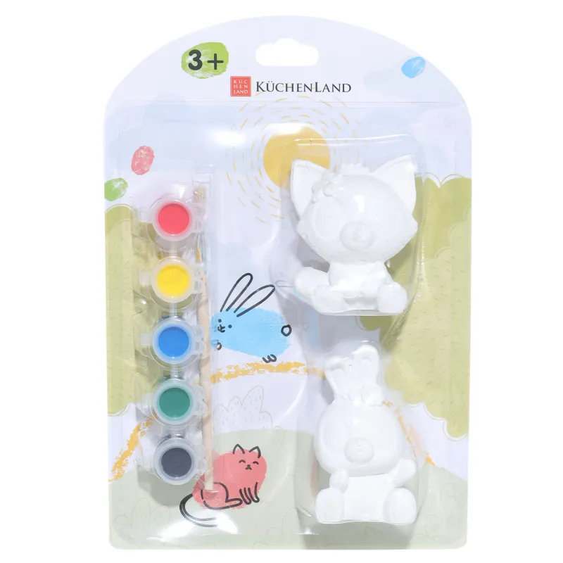 Creative kit, 2 pieces, plaster, painting, Kitty and bunny, Creative, image-3