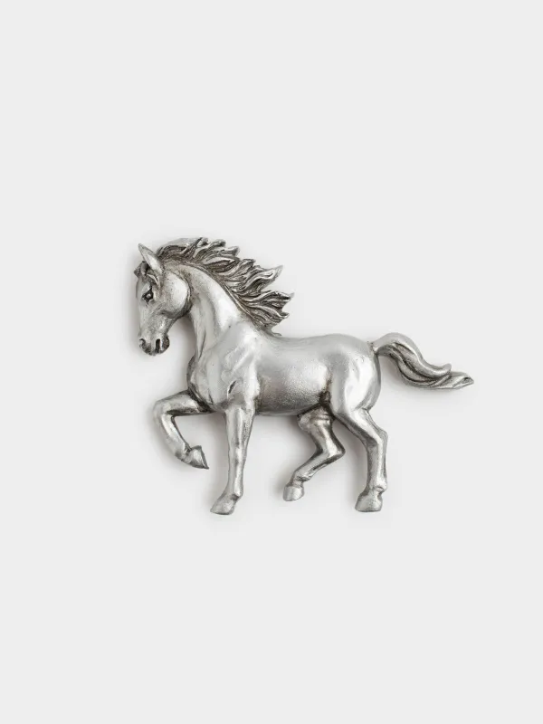 Magnet, 8 cm, polyresin, silver, Horse, Horse silver, image-0