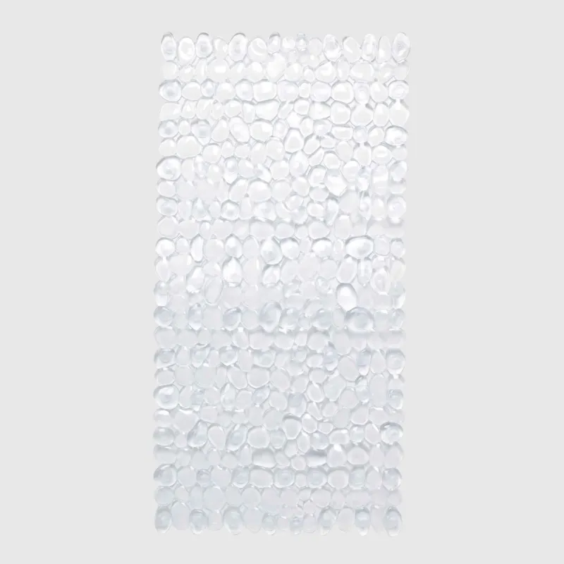 Bath/shower mat, 35x70 cm, with suction cups, PVC, Rectangular, White, Stones, Pebble