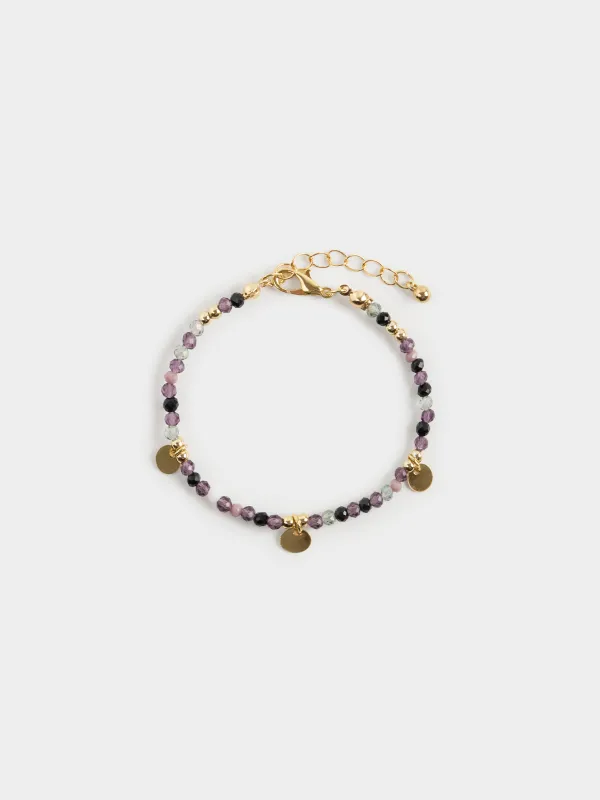 Bracelet, 6 cm, 2 pieces, metal / plastic, gold, Colored stones, Mineral, image-2