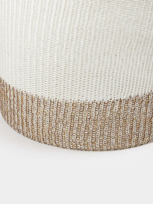 Laundry storage bag, 32x28 cm, with handles, polyester, Round, milky beige, Crochet, image-3