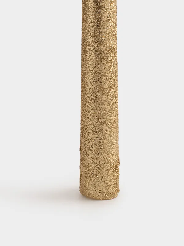 Candle, 25 cm, thin, with glitter, golden, Sparkly candle, image-2