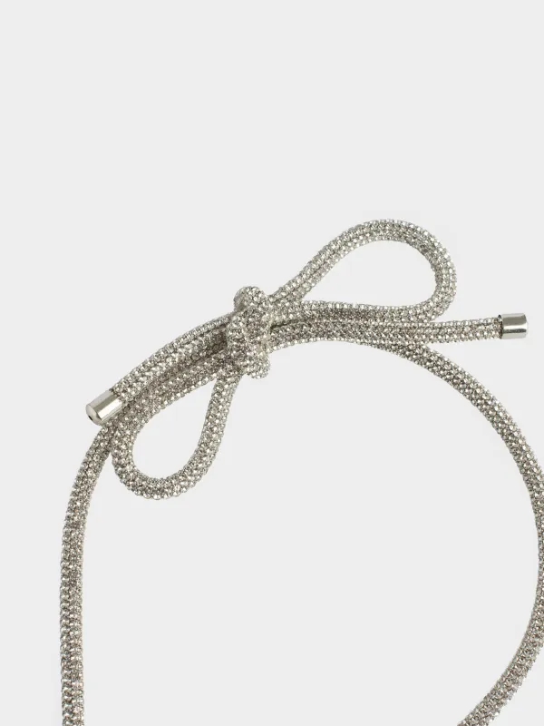 Hair band, 12x14 cm, metal / rhinestones, silver, Jewelry crystal, image-3